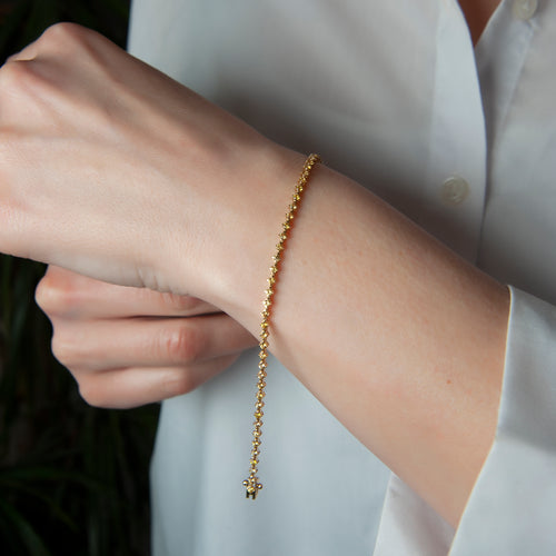 14K Gold Yellow Sapphire Tennis Bracelet / Gemstone Waterway Design