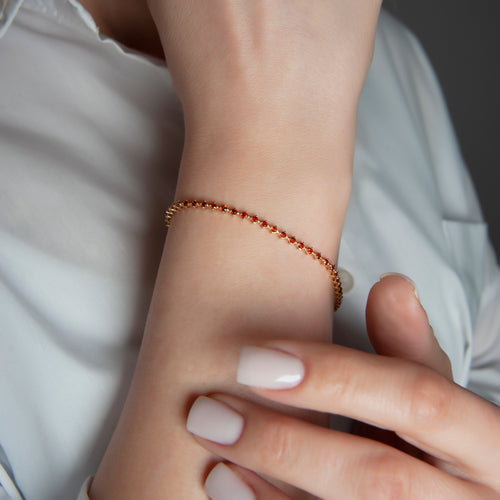 14K Gold Garnet Tennis Bracelet / January Birthstone Jewelry