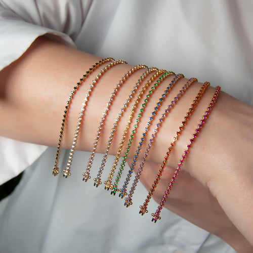 14K Solid Gold Amethyst Tennis Bracelet / February Birthstone