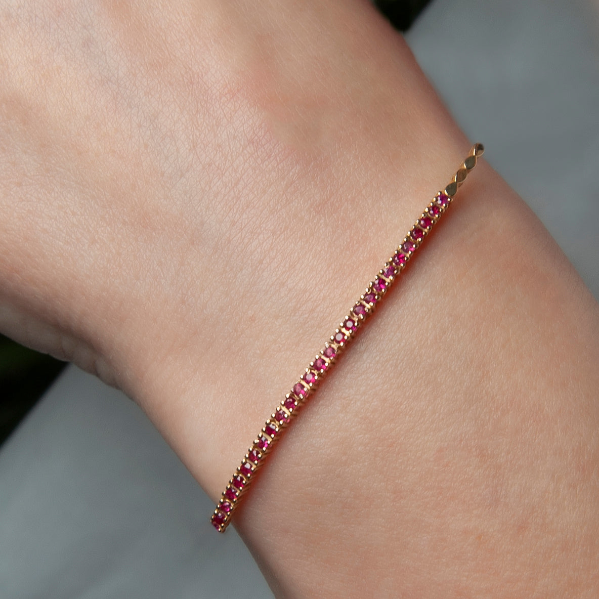 14K Gold Natural Ruby Tennis Bracelet / Anniversary Bracelet