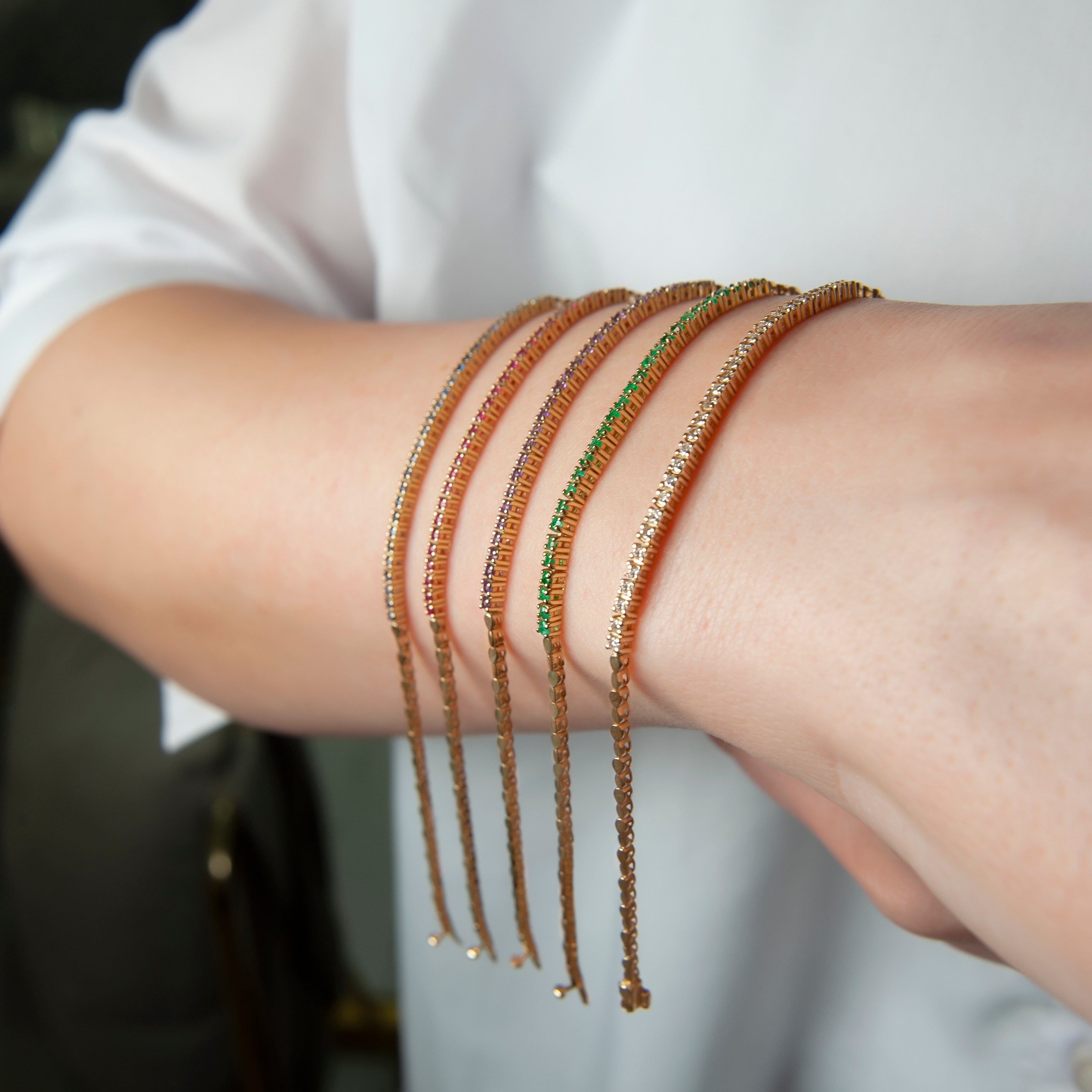 14K Solid Gold Amethyst Tennis Bracelet: Dainty Gemstone Jewelry