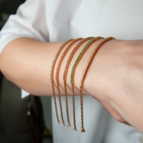 14K Gold Natural Sapphire Tennis Bracelet / Dainty Sapphire Gold Bracelet for Women