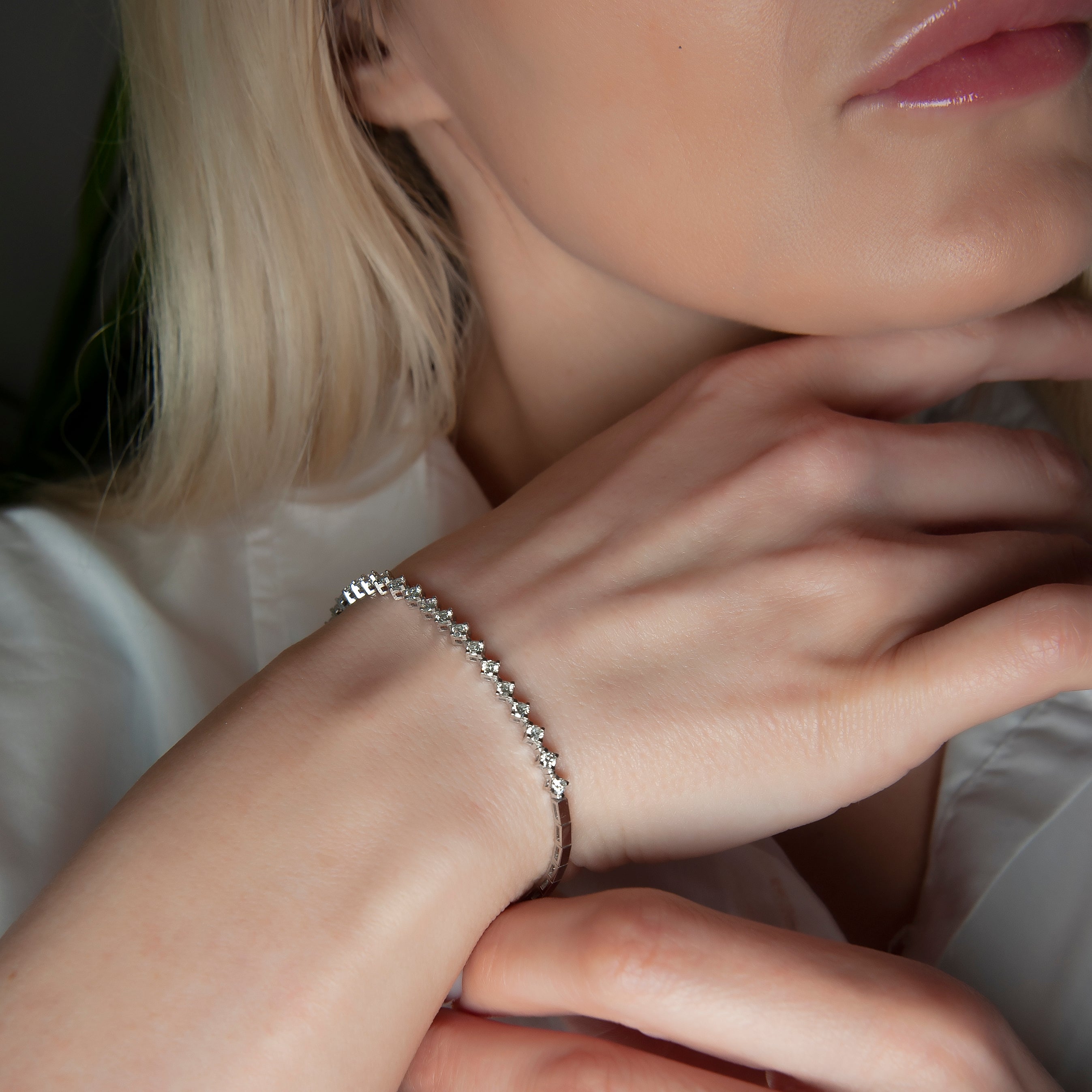 14K Gold Diamond Tennis Bracelet / 1.14 CTW Natural Diamond Line