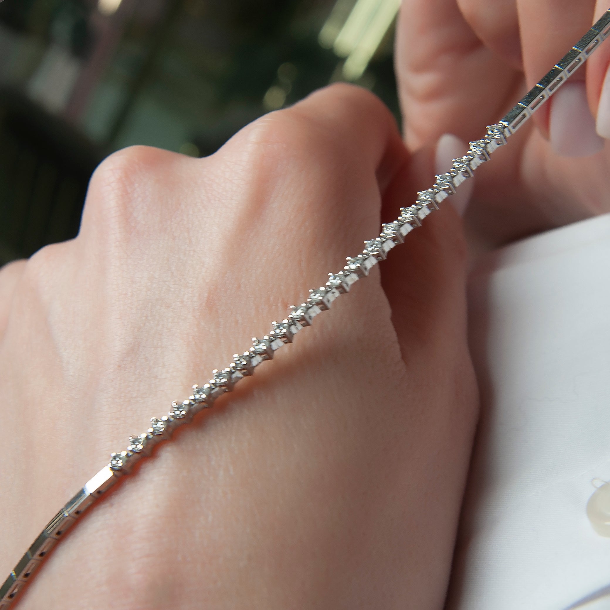 14K Solid Gold Diamond Tennis Bracelet / Anniversary Gift