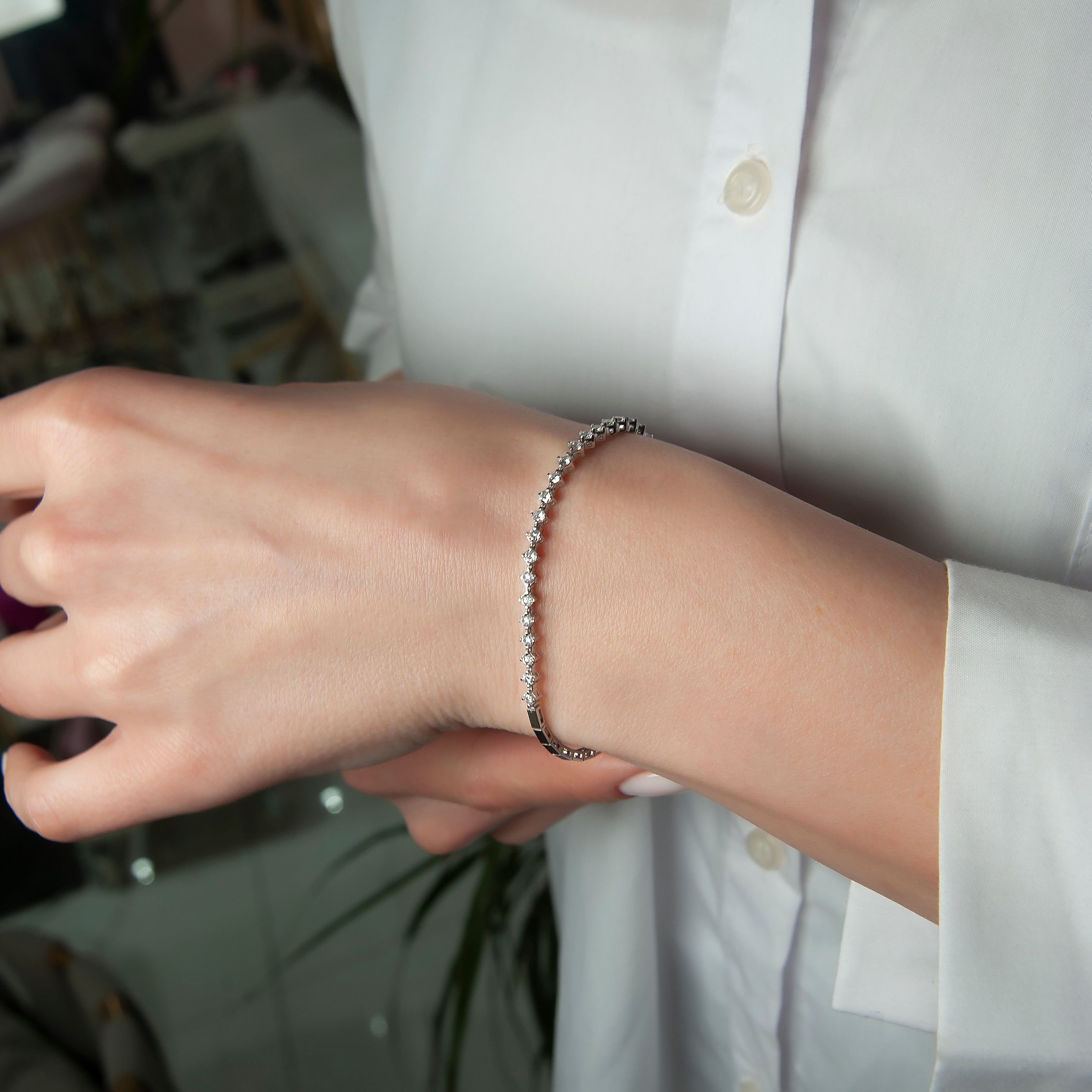 14K Solid Gold Diamond Tennis Bracelet / Anniversary Gift