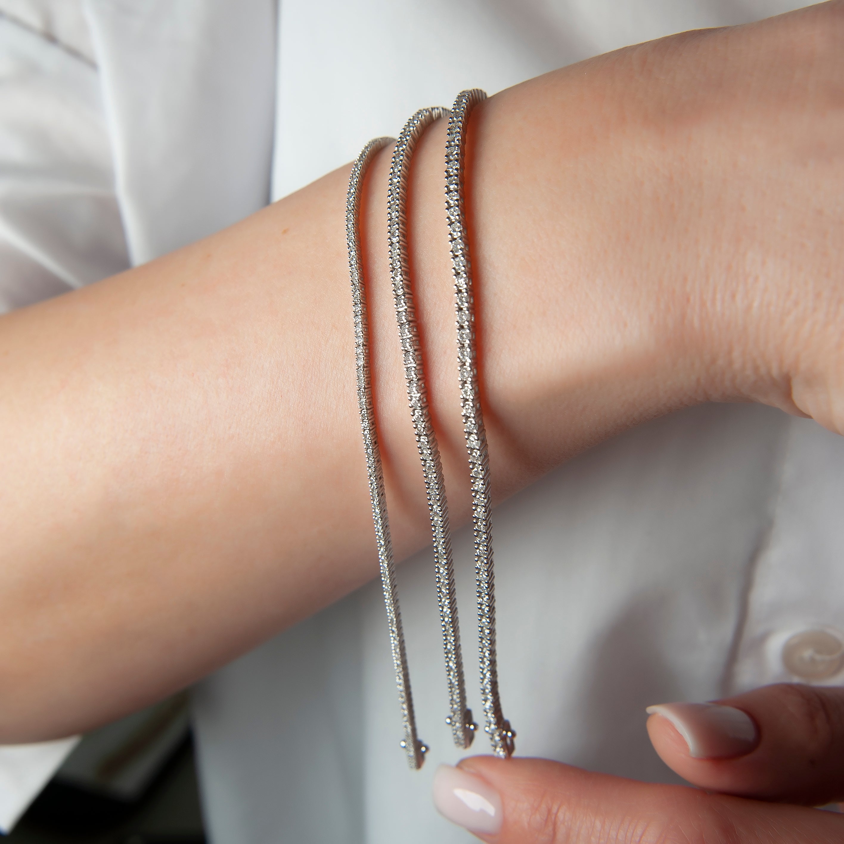 2.90 Carat Diamond Waterway Bracelet / Minimal Natural Diamond Bracelet