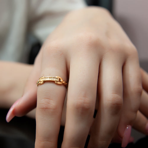 14K Gold Diamond Chain Ring