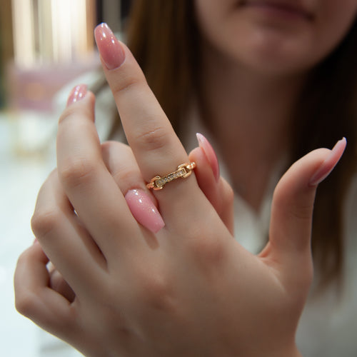 14K Gold Diamond Chain Ring