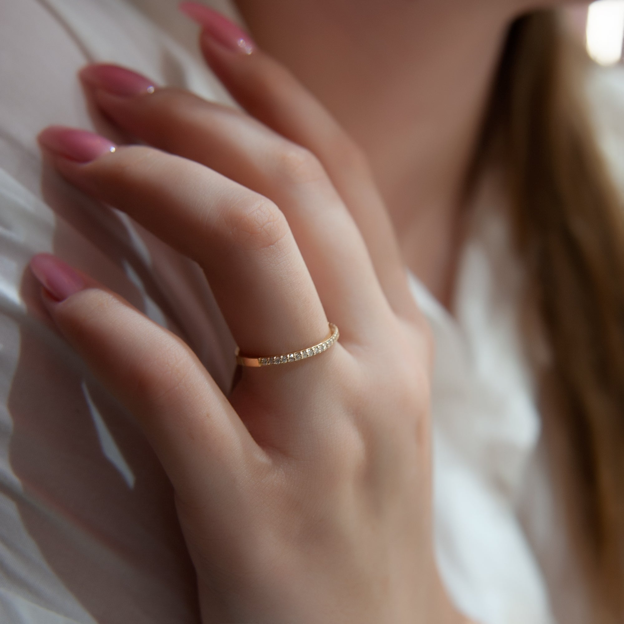 14K Solid Gold Diamond Wedding Band