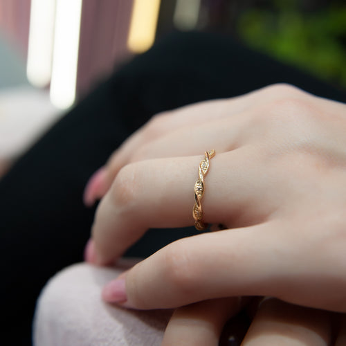 14K Solid Gold Diamond Twist Ring