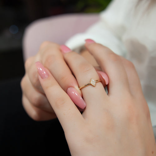 14K Gold Diamond Rhombus Ring