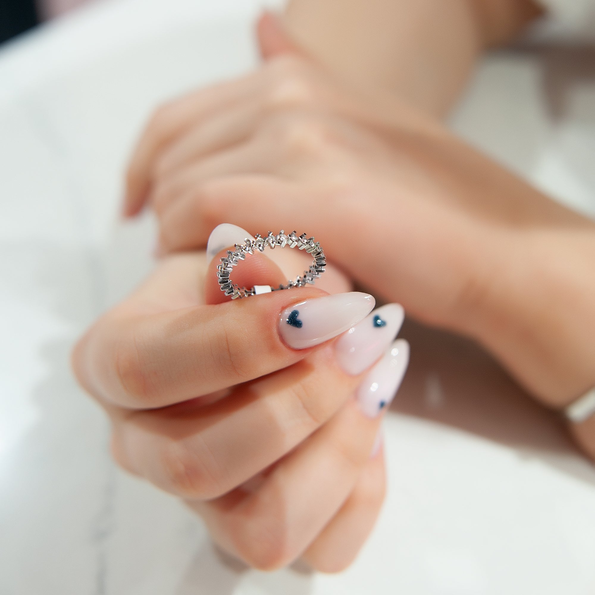 Unique Diamond Band, Dainty Eternity Ring, 0,43 CT 4 Prong Wedding Band