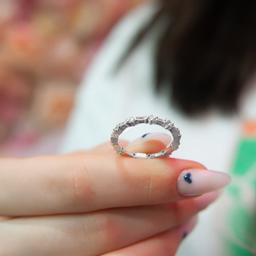 Handmade Baguette and Round Diamond Ring