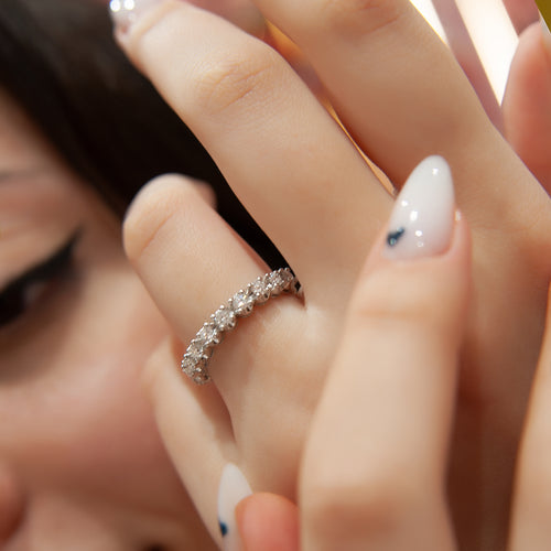 14K White Solid Gold Ring