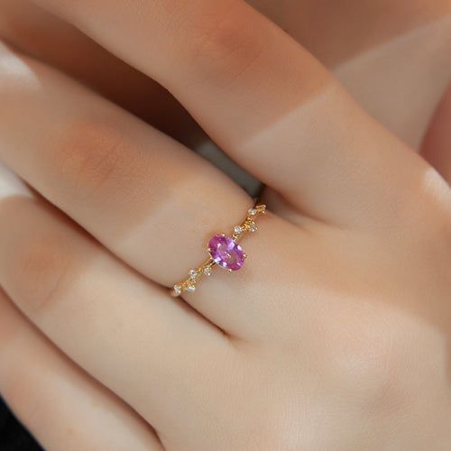 Pink Oval Cut Engagement Ring