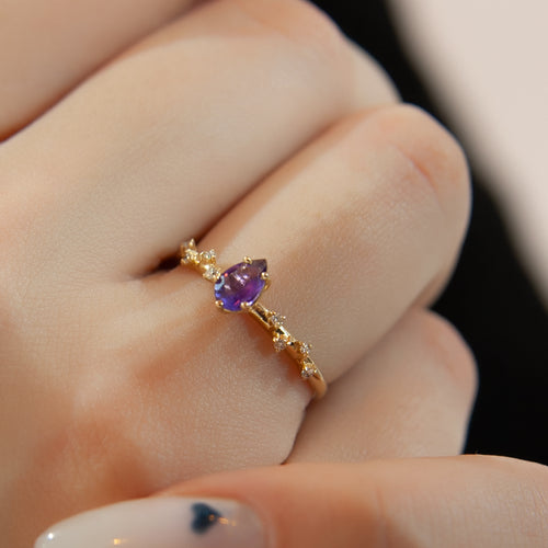 Pear Cut Amethyst Engagement Ring