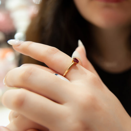 14K Ruby Pear Cut Diamond Ring