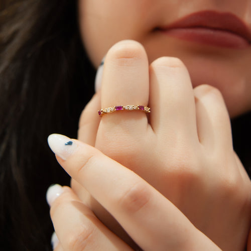 Baguette Cut Ruby Wedding Band