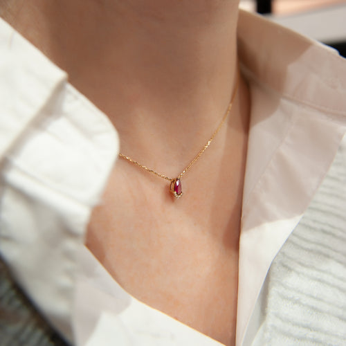 14K Solid Gold Ruby Necklace