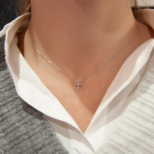 Cross Diamond Necklace, Religious Pendants Gift for Women