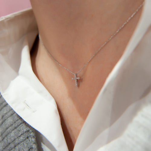 Cross Diamond Necklace, Religious Pendants Gift for Women