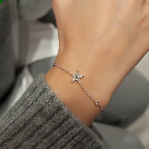 14K Gold Diamond Star Bracelet