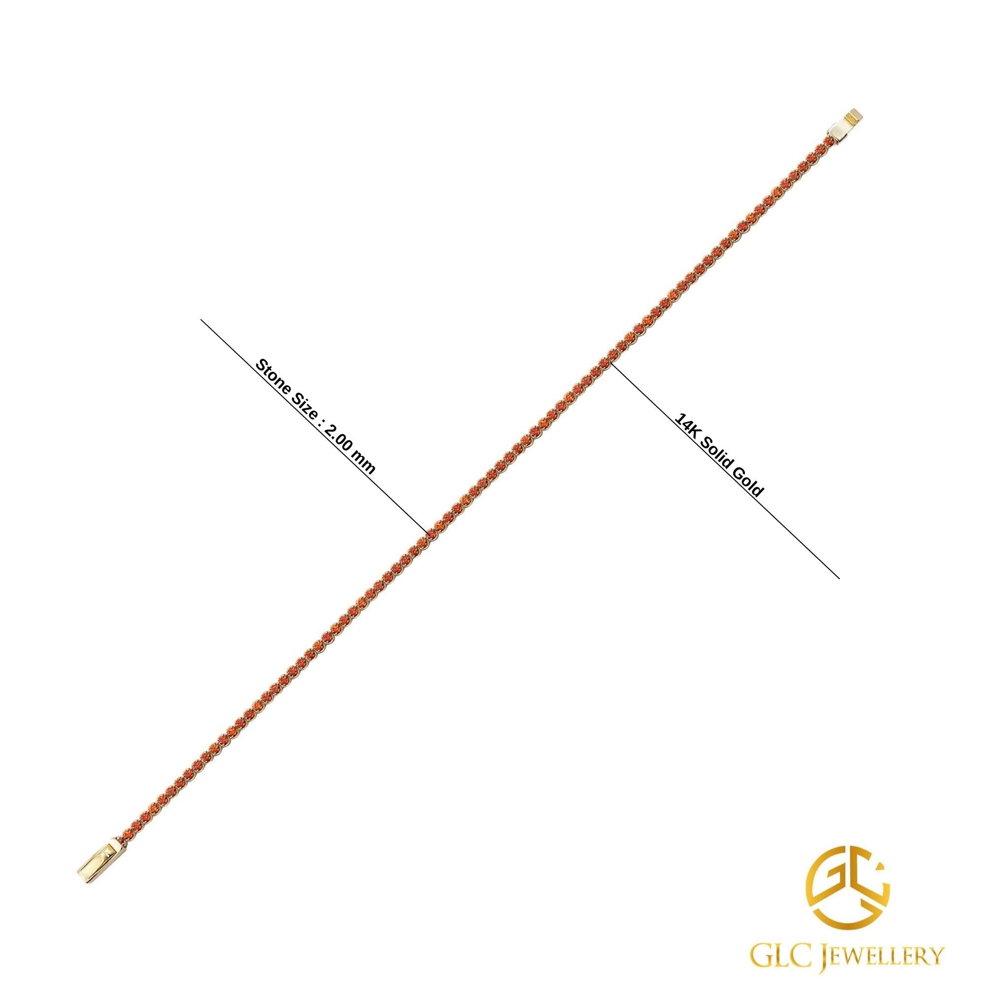 14K Gold Tennis Bracelet, Waterway Bracelet, Ruby Red Bracelet