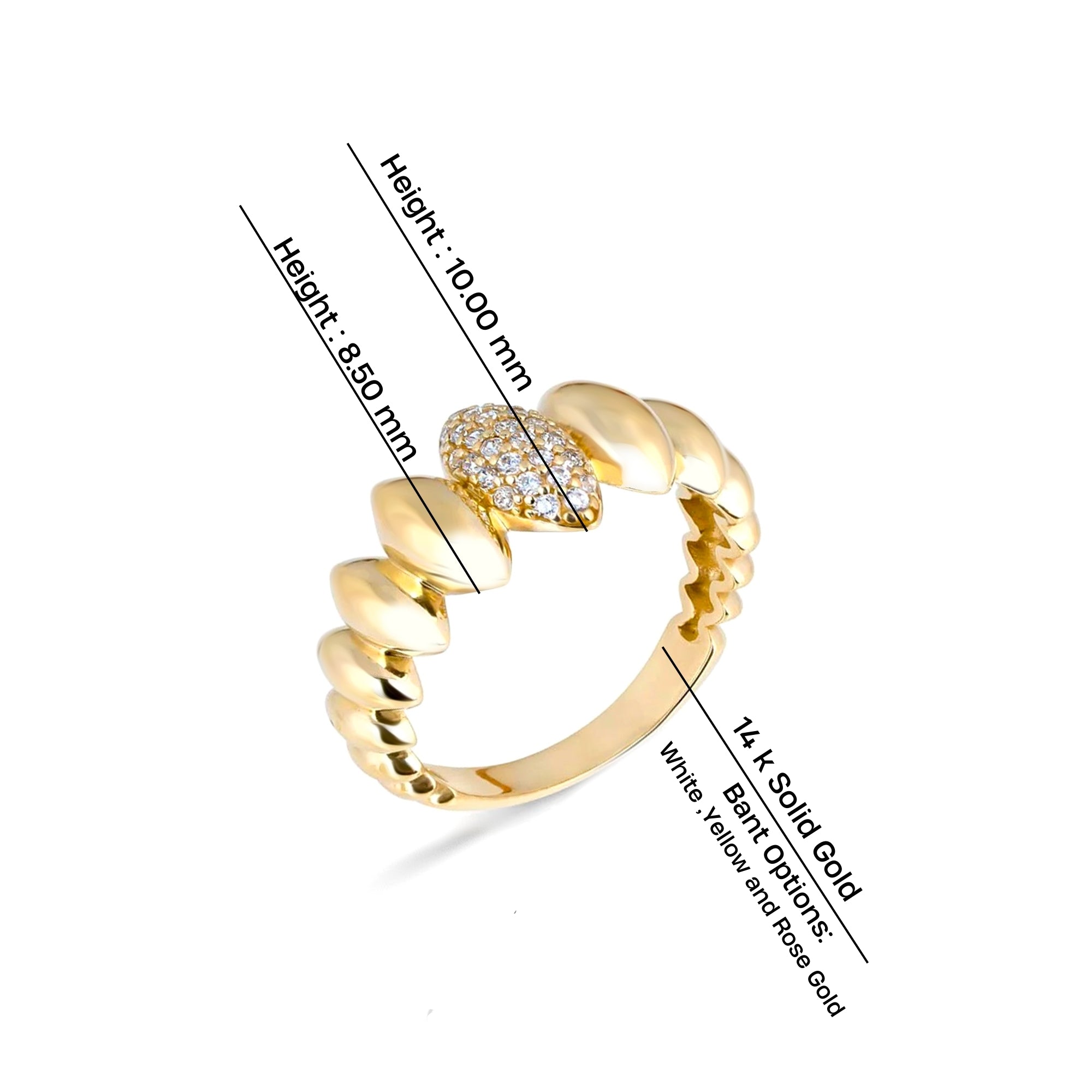 14K Gold Marquise Design Diamond Ring