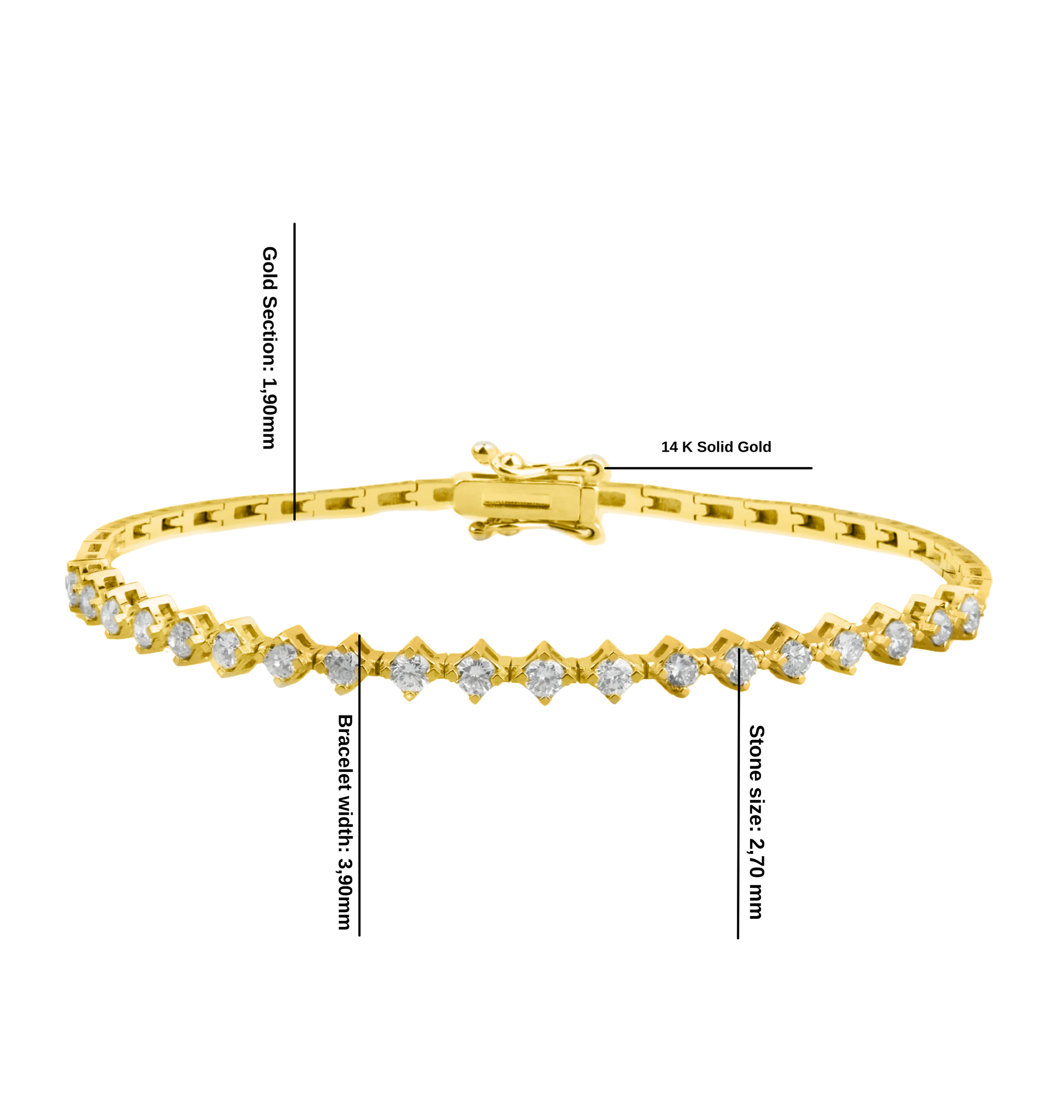 14K Gold Diamond Tennis Bracelet / 1.14 CTW Natural Diamond Line