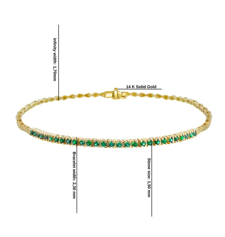14K Gold Emerald Tennis Bracelet / Classic Anniversary Jewelry