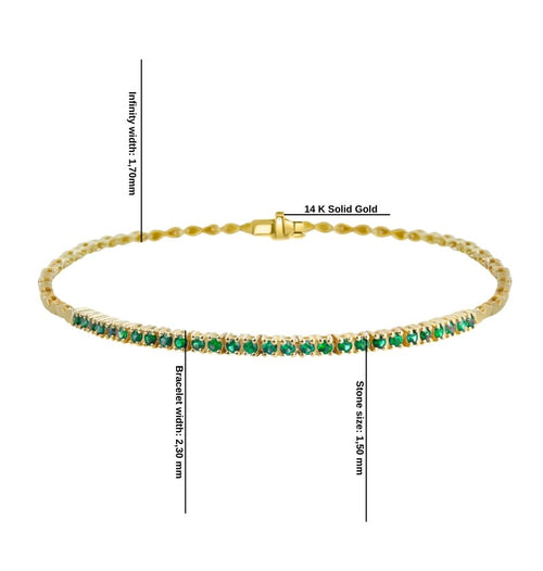 14K Gold Emerald Tennis Bracelet / Classic Anniversary Jewelry