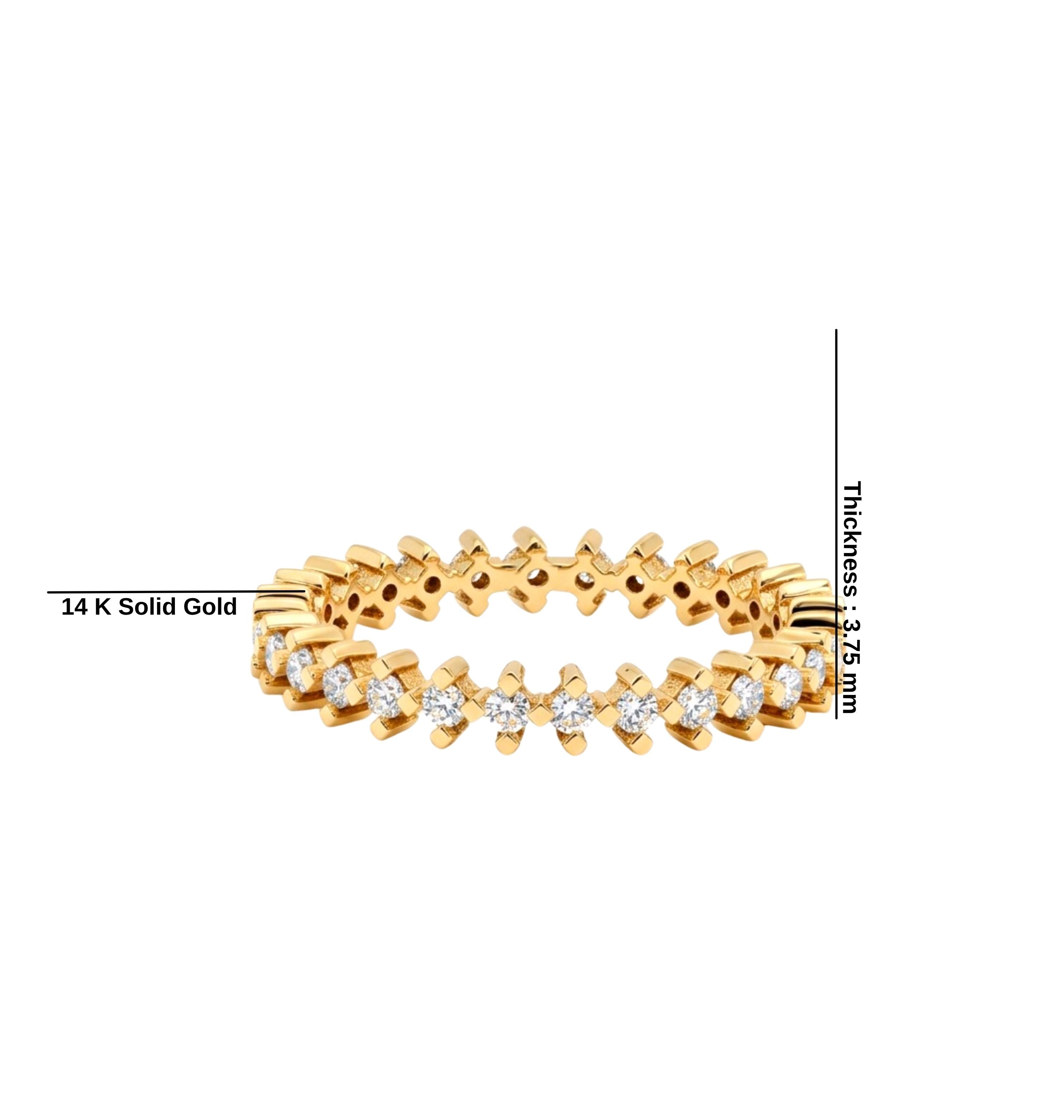 Unique Diamond Band, Dainty Eternity Ring, 0,43 CT 4 Prong Wedding Band