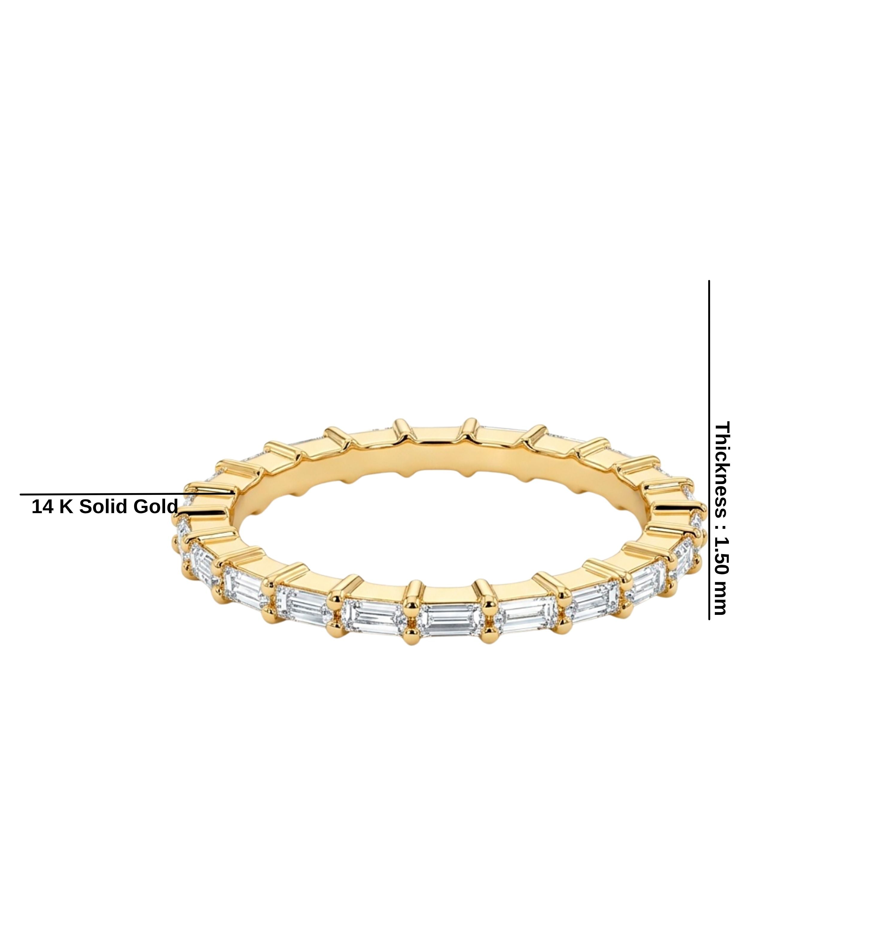 Full Eternity Wedding Band, 0,33 CT Baguette Cut Diamond Wedding Band
