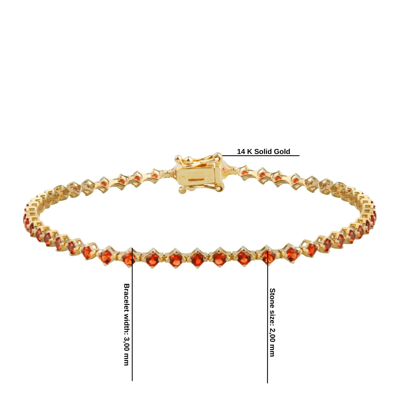 14K Gold Garnet Tennis Bracelet / January Birthstone Jewelry
