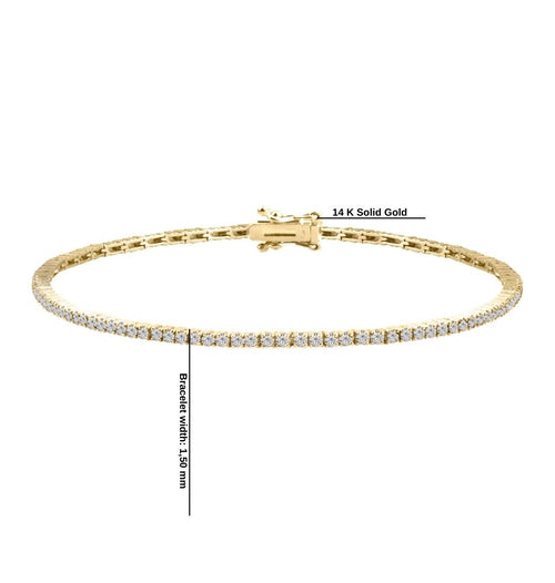 14K Gold Diamond Tennis Bracelet / Dainty Thin Diamond Bracelet for Women