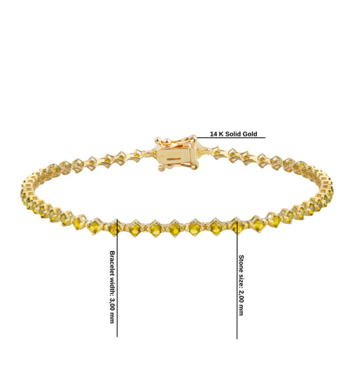 14K Gold Yellow Sapphire Tennis Bracelet / Gemstone Waterway Design