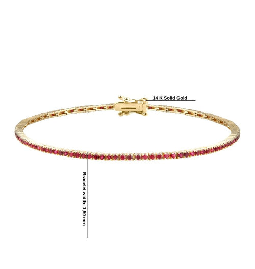 14K Gold Ruby Tennis Bracelet / Dainty Ruby Stone Bracelet