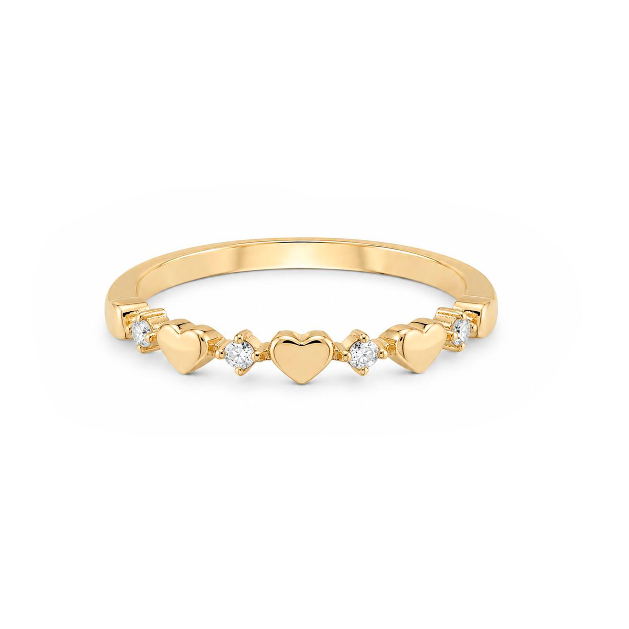 Diamond Stackable Heart Ring, Diamond Heart Band Ring, Love Heart Ring, 14K Gold Heart Ring
