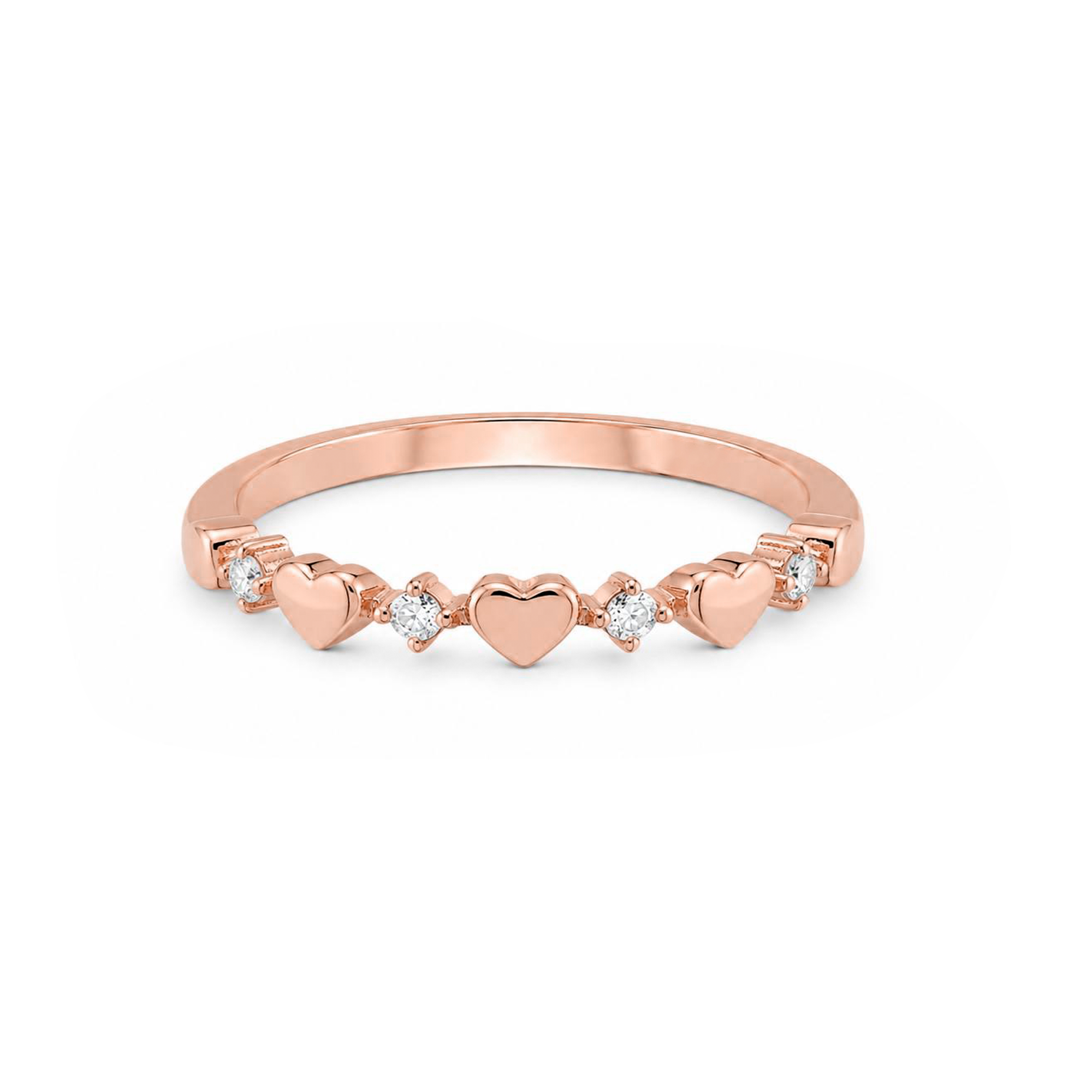 Diamond Stackable Heart Ring, Diamond Heart Band Ring, Love Heart Ring, 14K Gold Heart Ring