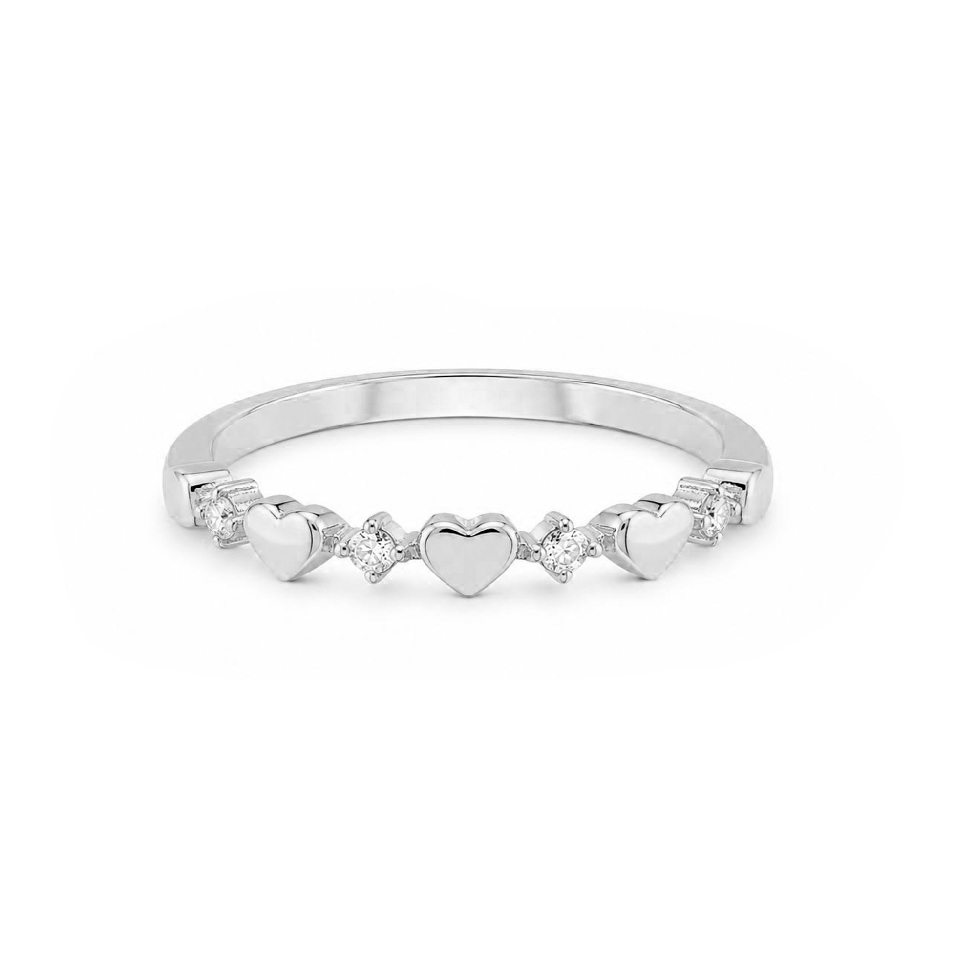 Diamond Stackable Heart Ring, Diamond Heart Band Ring, Love Heart Ring, 14K Gold Heart Ring