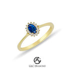 14K Solid White Gold Diamond Sapphire Ring