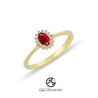 14K Gold Diamond Oval Cut Ruby Solitaire Ring