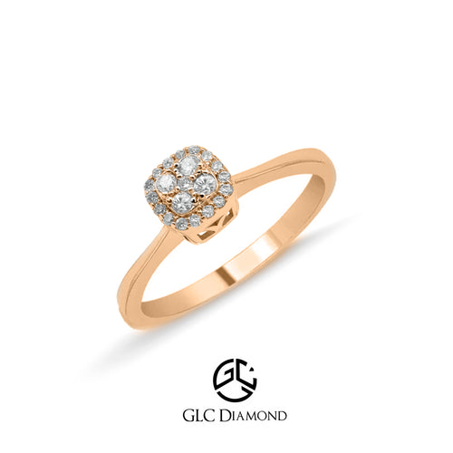 Diamond Engagement Ring, 0.22 Ct Cushion Halo Engagement Ring