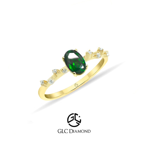 Oval Cut Green Emerald Engagement Ring