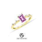 Octagon Cut Pink Ring, 14K Solid Gold Ring