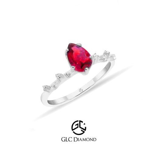 Vintage Pear Cut Ruby Engagement Ring, 14K Gold Ruby Ring