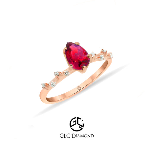 Vintage Pear Cut Ruby Engagement Ring, 14K Gold Ruby Ring