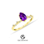 Pear Cut Amethyst Engagement Ring