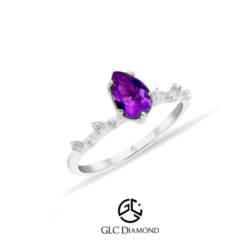 Pear Cut Amethyst Engagement Ring