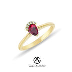 14K Ruby Pear Cut Diamond Ring